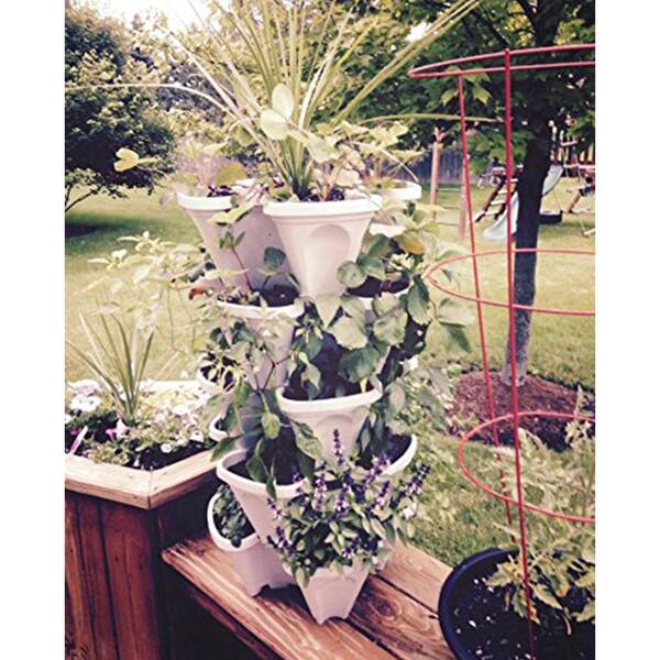 Mr Stacky 12 In X 5 5 In Stone Plastic Vertical Stackable Planter 5 Pack P 325 13 5 The Home Depot