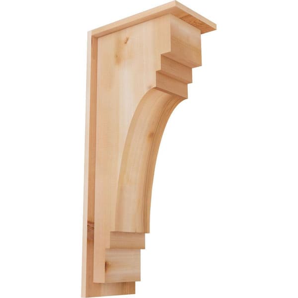 Ekena Millwork 7-1/2 in. x 12 in. x 28 in. Western Red Cedar Pescadero Smooth Corbel with Backplate