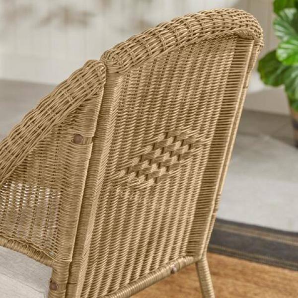 Natural Helios&Hestia All Weather Outdoor Patio Steel Wicker Lounge Chair with Arms 