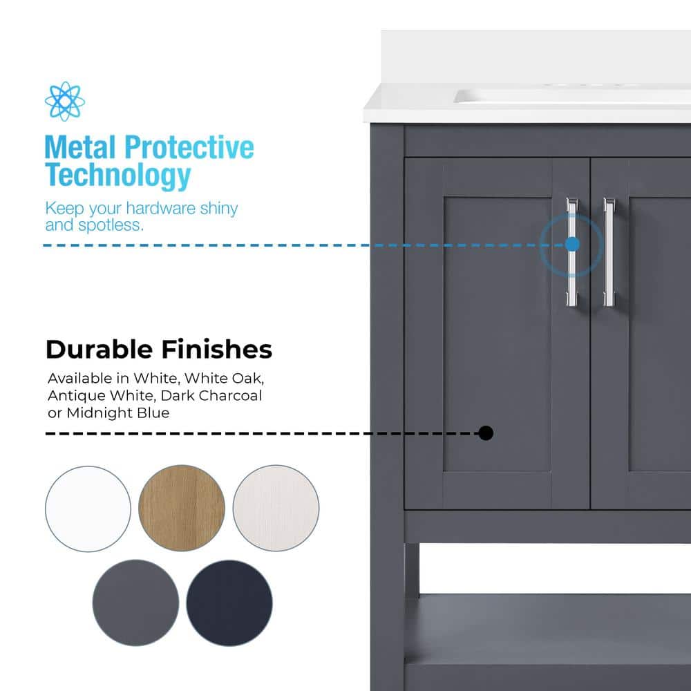 Vegas 24" Dark Charcoal Freestanding Bathroom Vanity with Sink