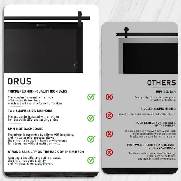 24 in. W x 36 in. H Medium Rectangular Mirror Wood Framed Wall Mounted Mirrors Bathroom Vanity Mirror in Brown