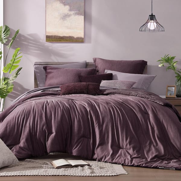 7 Pieces Bed in a Bag Queen Comforter Set for All Season, Italian Plum