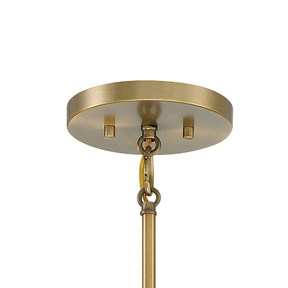 Natural Brushed Brass Pendant Light with Black Fabric Shade