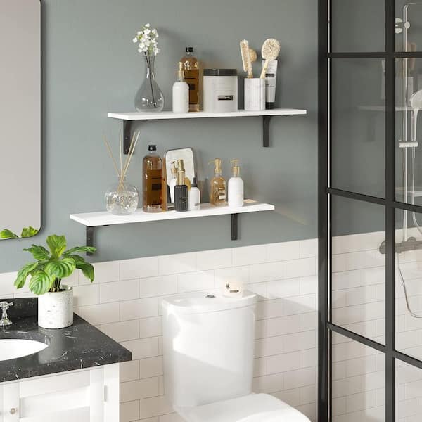 23.6 in. W x 8 in. D White Floating Shelf Decorative Wall Shelf