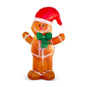 Lighted Inflatable Gingerbread Man Decor Inflated Height (8 ft.) Width (4.75 ft.)