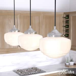 Saddle Creek 3-Light Brushed Nickel Schoolhouse Chandelier with Cased White Glass Shades