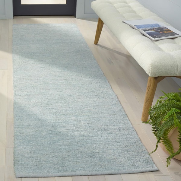 Montauk 2 ft. x 8 ft. Turquoise Modern Solid Runner Rug