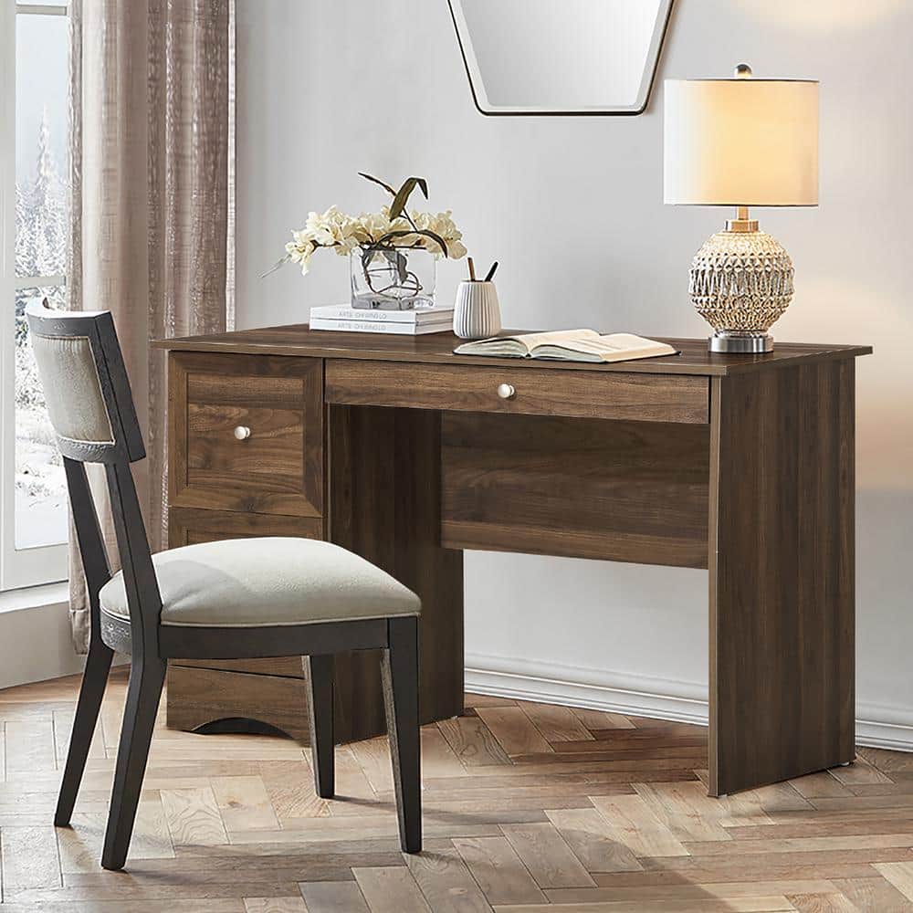 Charming Brown Engineered Wood Computer Desk with 3 Drawers