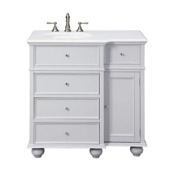 Home Decorators Collection Hampton Harbor 36 in. W x 22 in. D x 35 in. H Bath Vanity in Dove Grey with Marble Vanity White Top