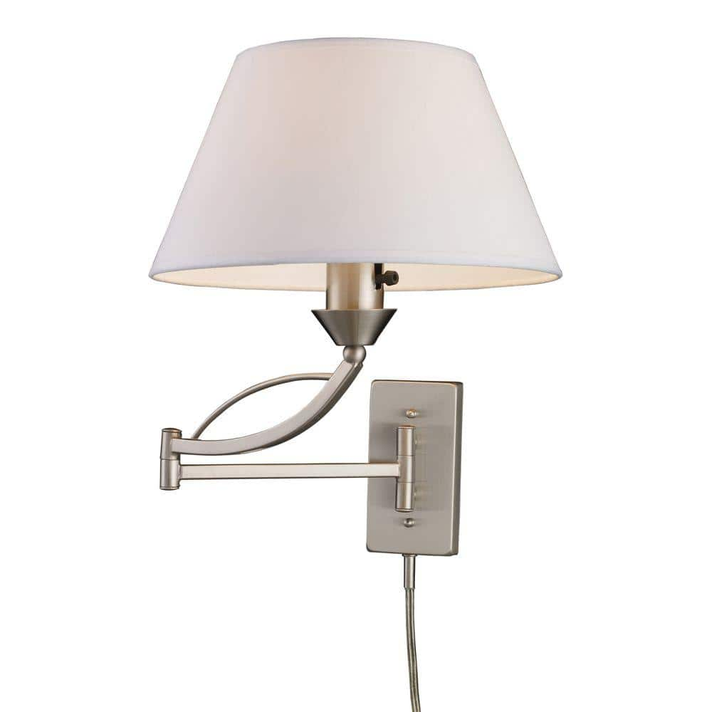 Titan Lighting Elysburg 1 Light Satin Nickel Swing Arm Wall Mount Tn 7173 The Home Depot 