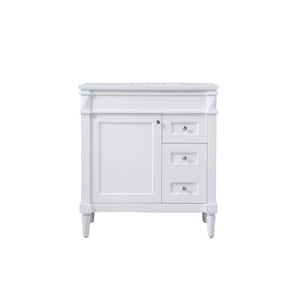 Simply Living 32 in. W x 21 in. D x 35 in. H Bath Vanity in White with Ivory White Engineered Marble Top