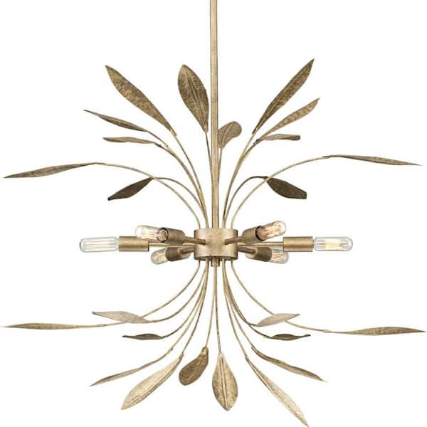 Progress Lighting Mariposa 6-Light Antique Gold Luxe Pendant Hanging Light