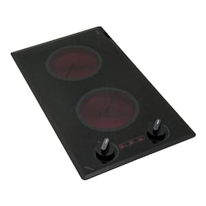 Mediterranean 12 in. Radiant Electric Cooktop in Speckled Black with 2-Elements Knob Control 240-Volt