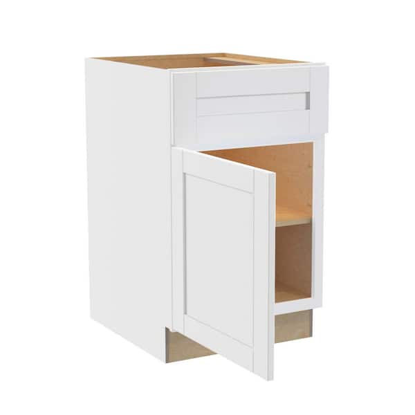 Washington Vesper White Plywood Shaker Assembled Base Kitchen Cabinet Soft Close Left 21 in W x 24 in D x 34.5 in H