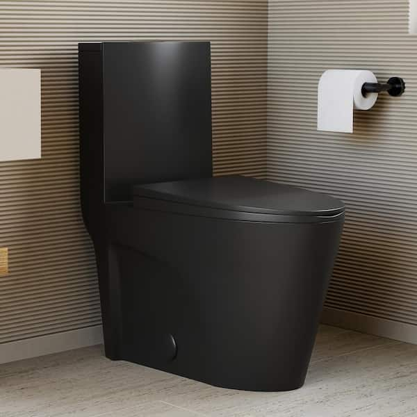 Swiss Madison St. Tropez 1-Piece 1.1/1.6 GPF Dual Flush Elongated Toilet in Matte Black Seat Included