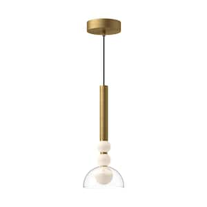 Rise 6-in 1 Light 13-Watt Brushed Gold/Clear Integrated LED Pendant Light