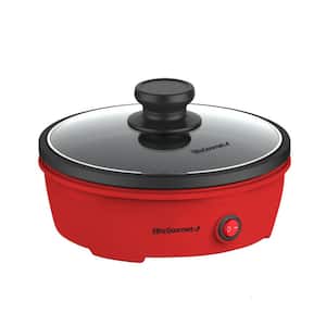 8.5 in. Red Round Personal Skillet with Glass Lid