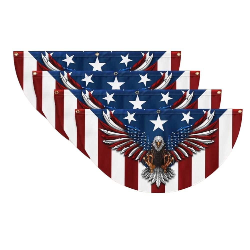 4 Pack 1.5 ft. x 3 ft. American Flag Patriotic Eagle American Non-Pleated Fan Flag, Polyester price history on PriceWatchPro