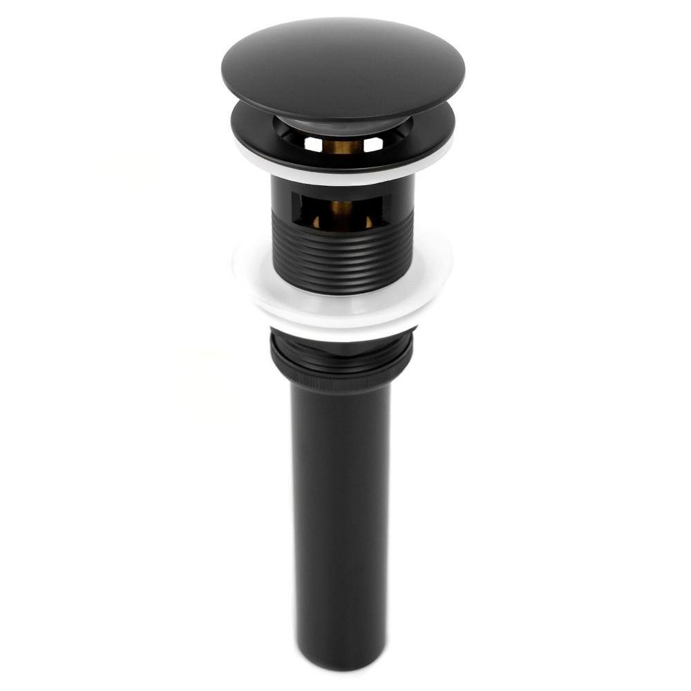 Matte Black Brass Pop-Up Drain Assembly with Overflow