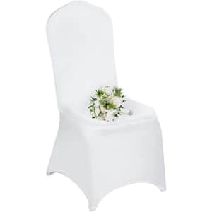 White Polyester 100 Pieces Spandex Chair Cover Stretch Slipcovers for Wedding Party Dining Banquet Flat-Front Chair
