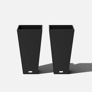 Midland 26 in. Black Plastic Tall Square Planter (2-Pack)