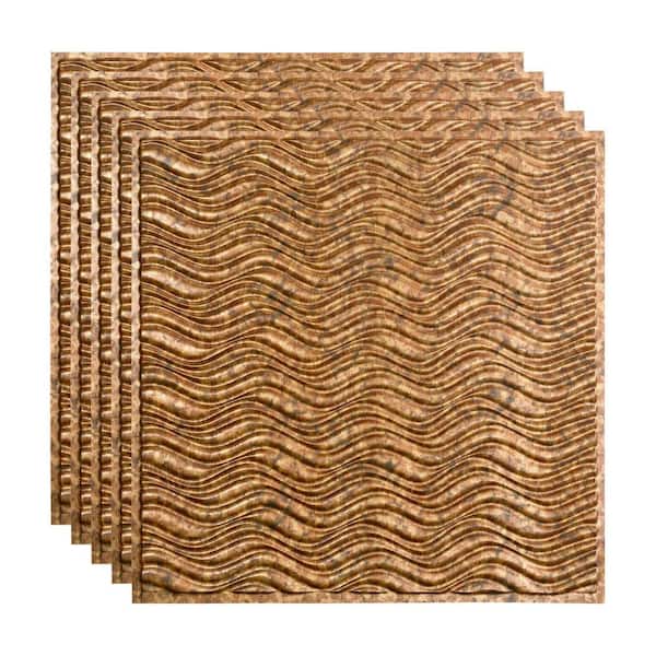 Fasade Current 2 ft. x 2 ft. Cracked Copper Lay-In Vinyl Ceiling Tile (20 sq. ft.)