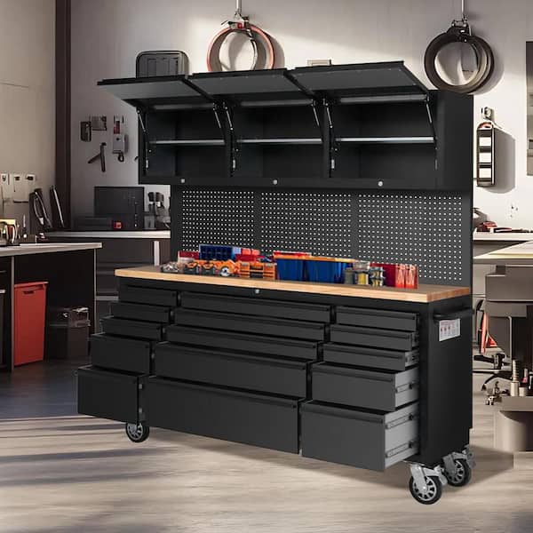 Garvee 72 in. W x 18 in. D Heavy Duty 15-Drawer Mobile Workbench
