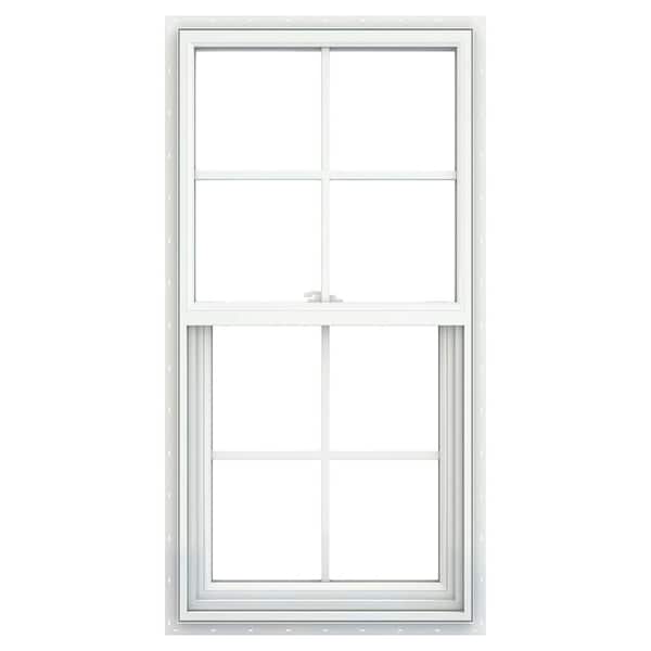 JELD-WEN 23.5 in. x 47.5 in. V-2500 Series White Vinyl Single Hung Window with Colonial Grids/Grilles