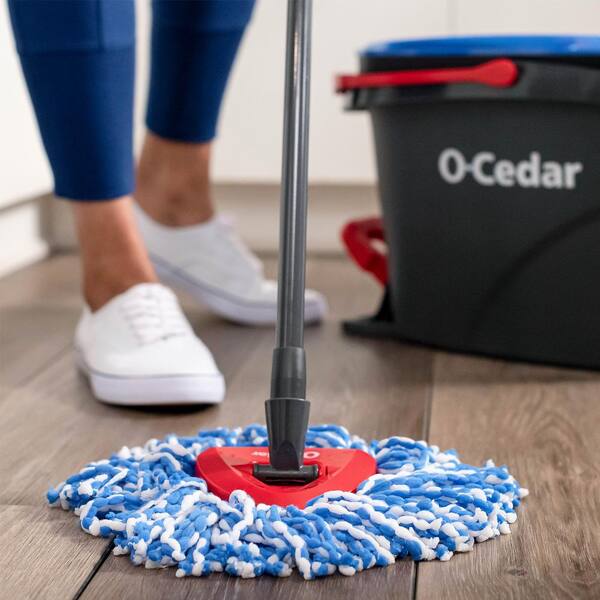 O-Cedar EasyWring RinseClean Microfiber Spin Mop & Bucket Floor Cleaning  System, Grey RinseClean Spin Mop & Bucket Cleaning System