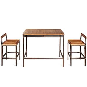 Patio Rattan Wicker Bar Dining Furniture Set(Set of 3)