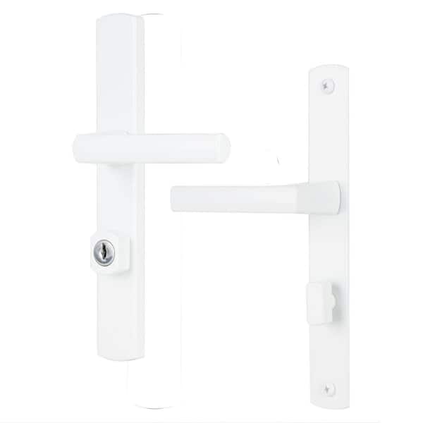 Ventana Mortise Keyed Lever Mount Latch with Deadbolt for Storm Doors, Contemporary, White