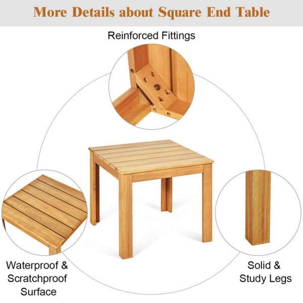 Clihome 18 in. L x 18 in. W x 16 in. H Natural Wooden Square