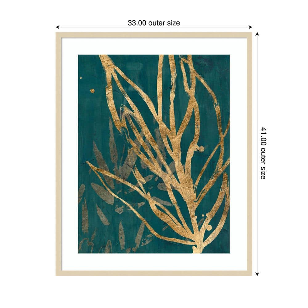 Burnished Jungle Leaves II Framed Abstract Art Print in Svelte Natural, 33 x 41 in.