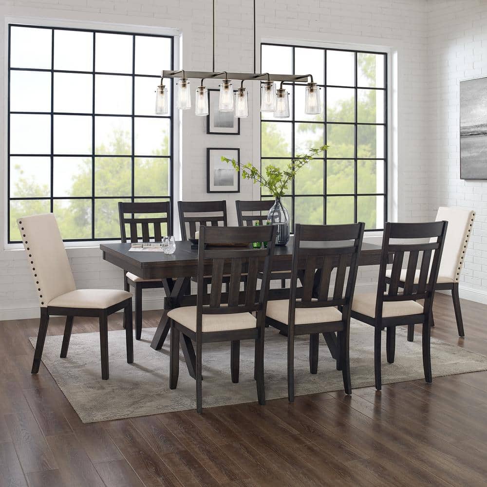 Hayden Slate and Cream 9-Piece Wood Dining Set