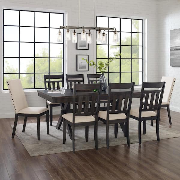 CROSLEY FURNITURE Hayden Slate Upholstered 9-Piece Dining Set KF13072SL