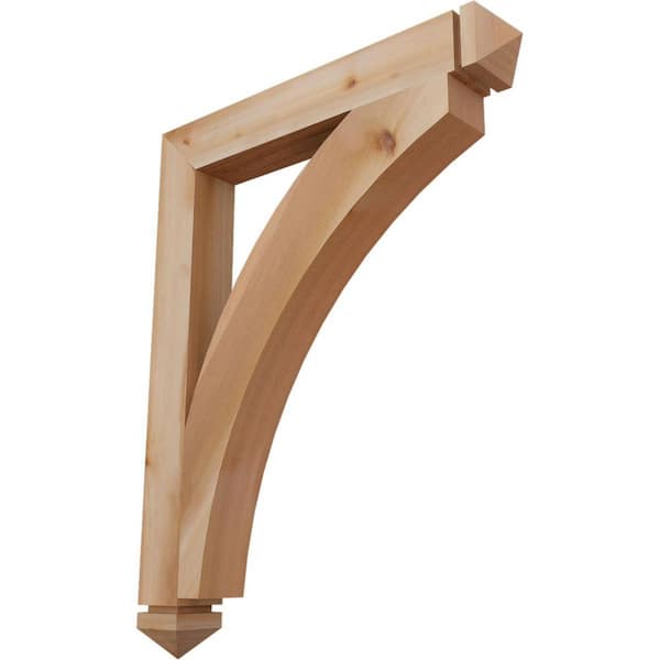 Ekena Millwork 3.5 in. x 38 in. x 30 in. Western Red Cedar Thorton Arts and Crafts Smooth Bracket