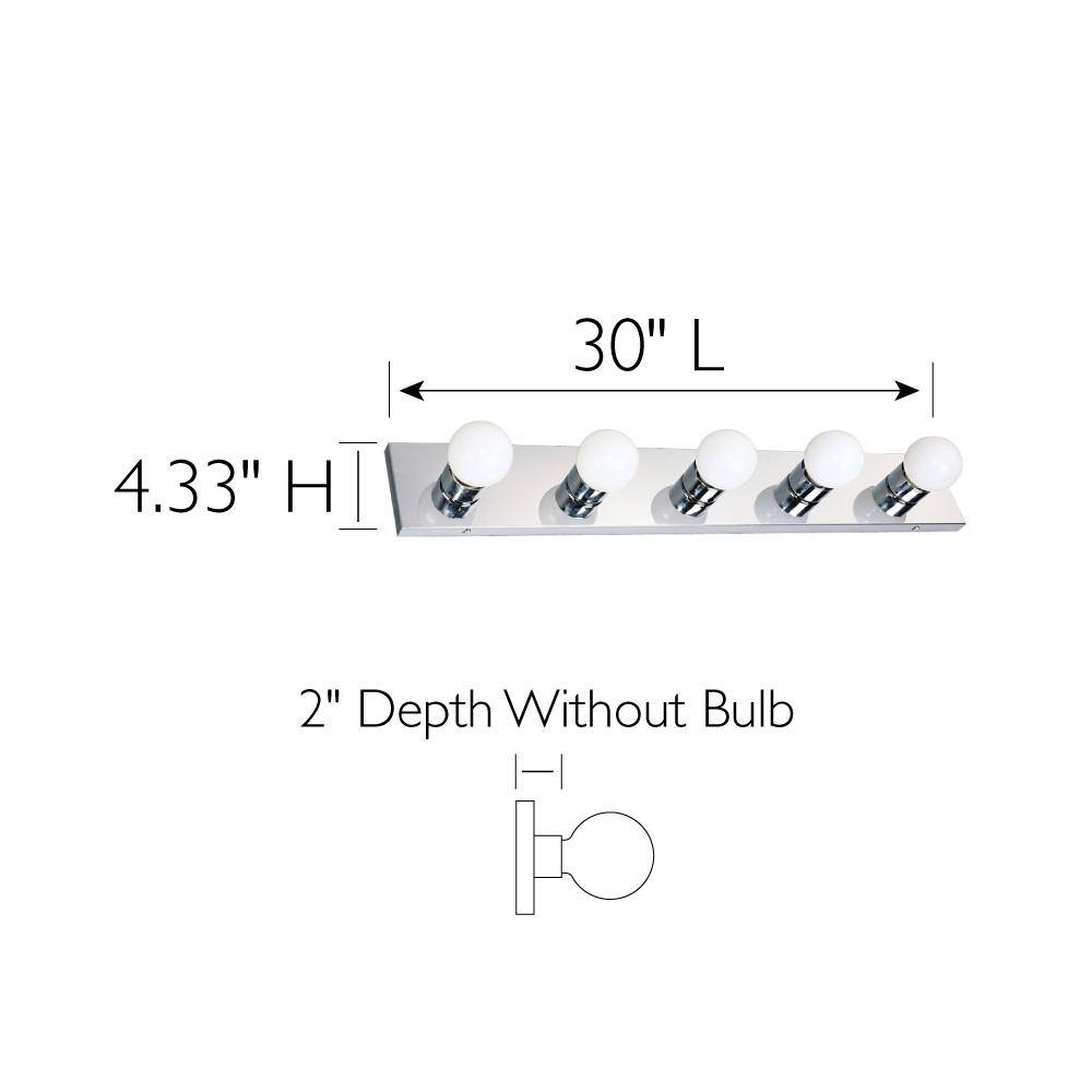 Polished Chrome 5-Light Dimmable Vanity Fixture