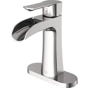 Paloma Single Handle Single-Hole Bathroom Faucet Set with Deck Plate in Brushed Nickel
