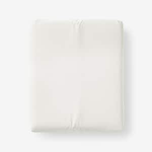 Organic Solid Ivory Cotton Percale Queen Fitted Sheet