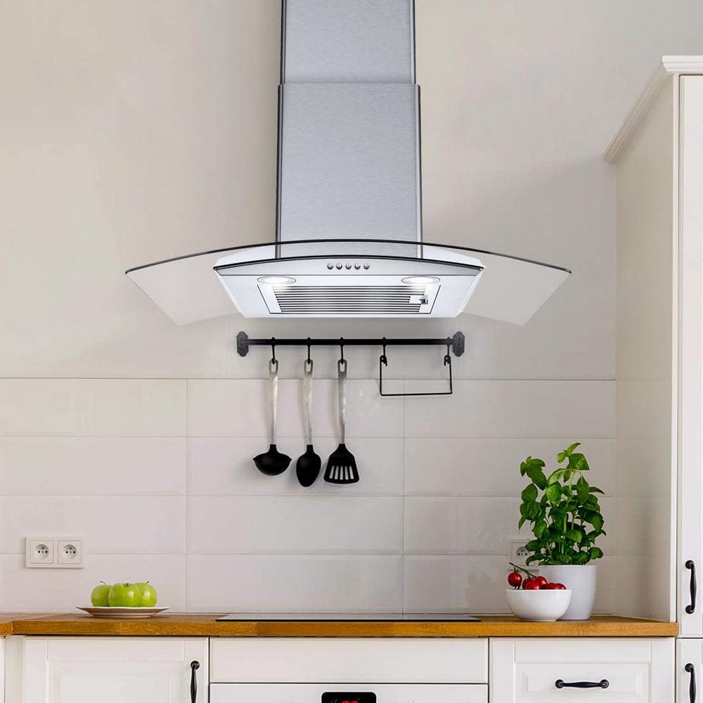 30 in. Convertible Dual Ventilation Mode Wall Mounted Range Hood in Silver with LED Light and Push Button Control