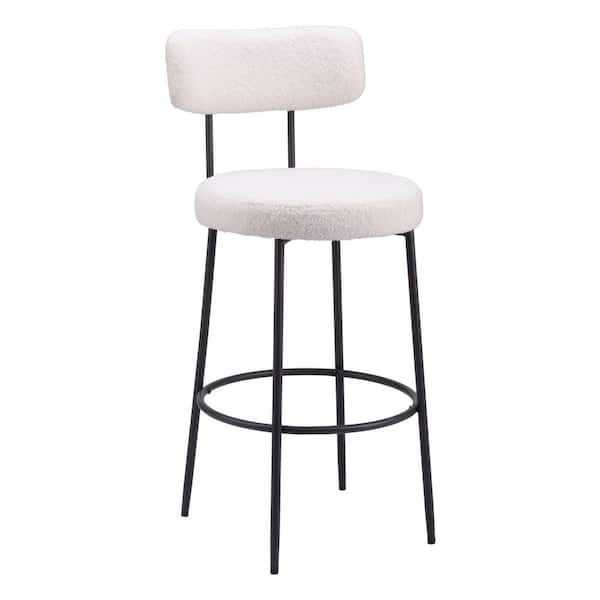 ZUO Blanca 29.1 in. Open Back Ivory Plywood Frame Barstool with 100% Polyester Seat - (Set of 2)
