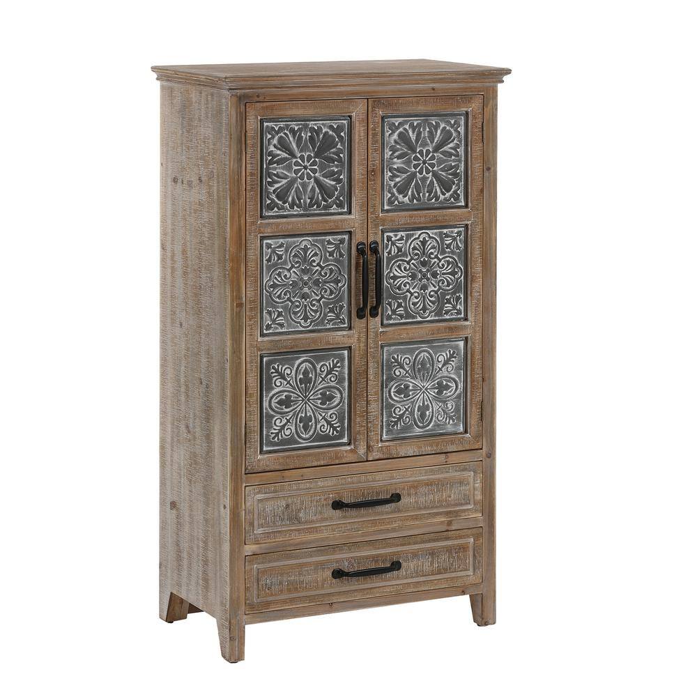 Rustic Farmhouse Wood and Metal 2-Door 2-Drawer Storage Cabinet