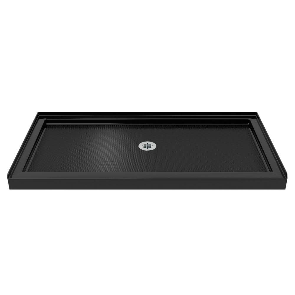 DreamLine Slimline 60 in. x 32 in. Single Threshold Alcove Shower Pan Base in Black Color with
