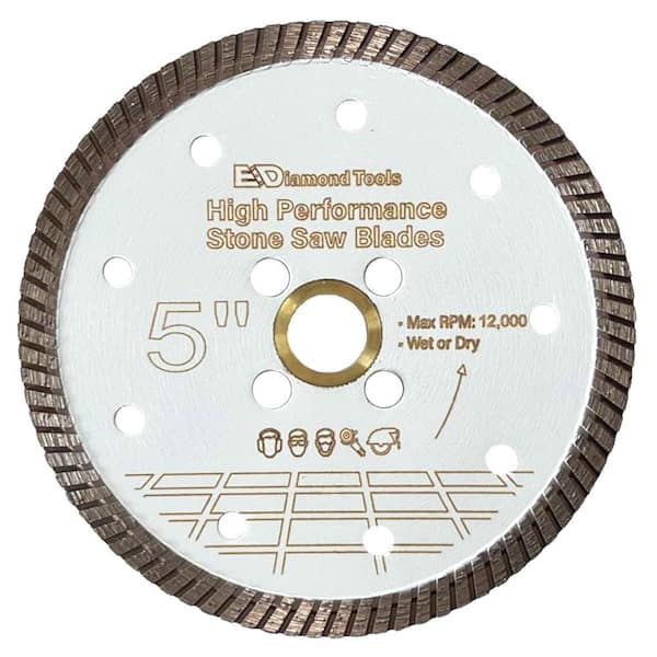 5 in. Granite, Quartz, Engineered Stone, Turbo Rim, High Performance Diamond Stone Saw Blade, 7/8 in. 5/8 in. Arbor