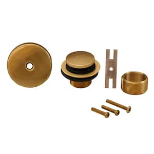 Toe Touch Bath Tub Drain Conversion Kit with 1-Hole Overflow Plate in Brushed Bronze