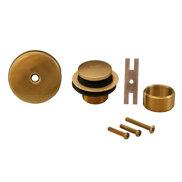 JONES STEPHENS Toe Touch Bath Tub Drain Conversion Kit with 1-Hole Overflow Plate in Brushed Bronze
