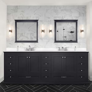 Dukes 84 in. W x 22 in. D Espresso Double Bath Vanity, White Quartz Top, Faucet Set, and 34 in. Mirrors