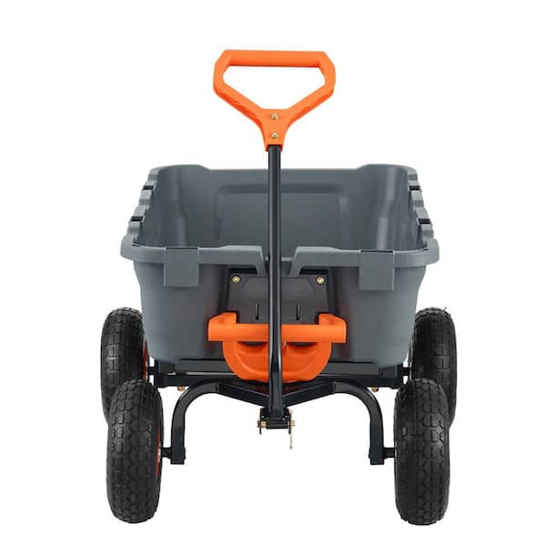 3.1 cu. ft. Dump Cart Poly Steel Frame Dump Wagon with 2 in 1 Convertible Handle 800 lbs. Capacity Garden Cart