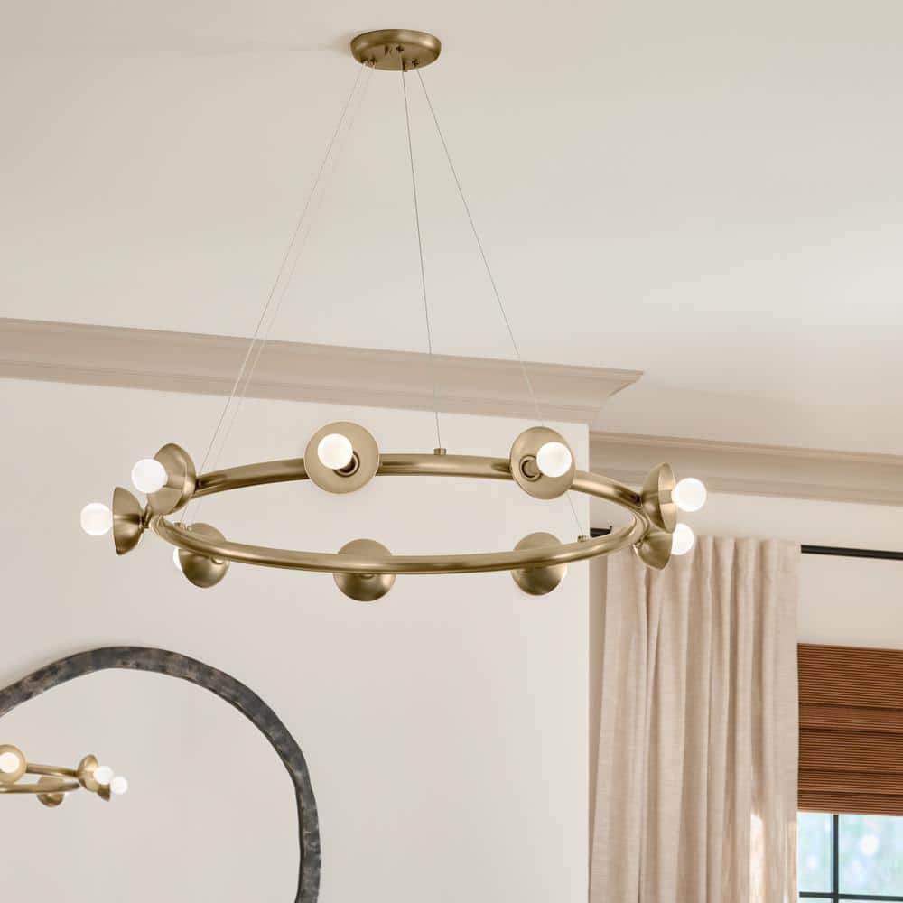 Palta 9-Light Champagne Bronze Soft Modern Wagon Wheel Circle Chandelier for Living Room price history on PriceWatchPro