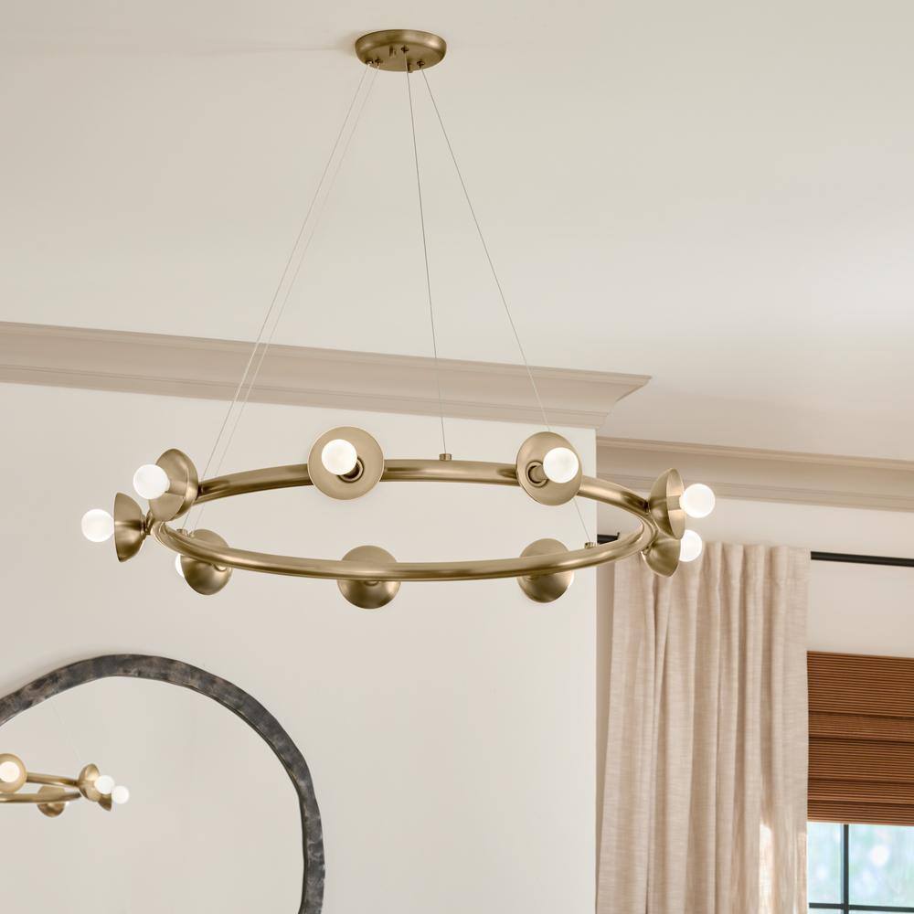 Palta 34.5 Inch Champagne Bronze Modern 9-Light Chandelier